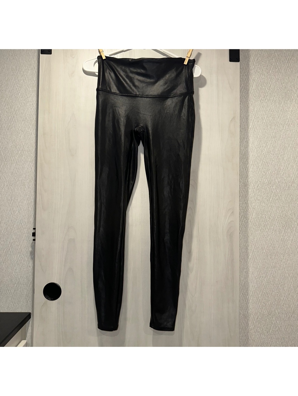 Spanx Faux Leather Leggings Size Large Black High Waist